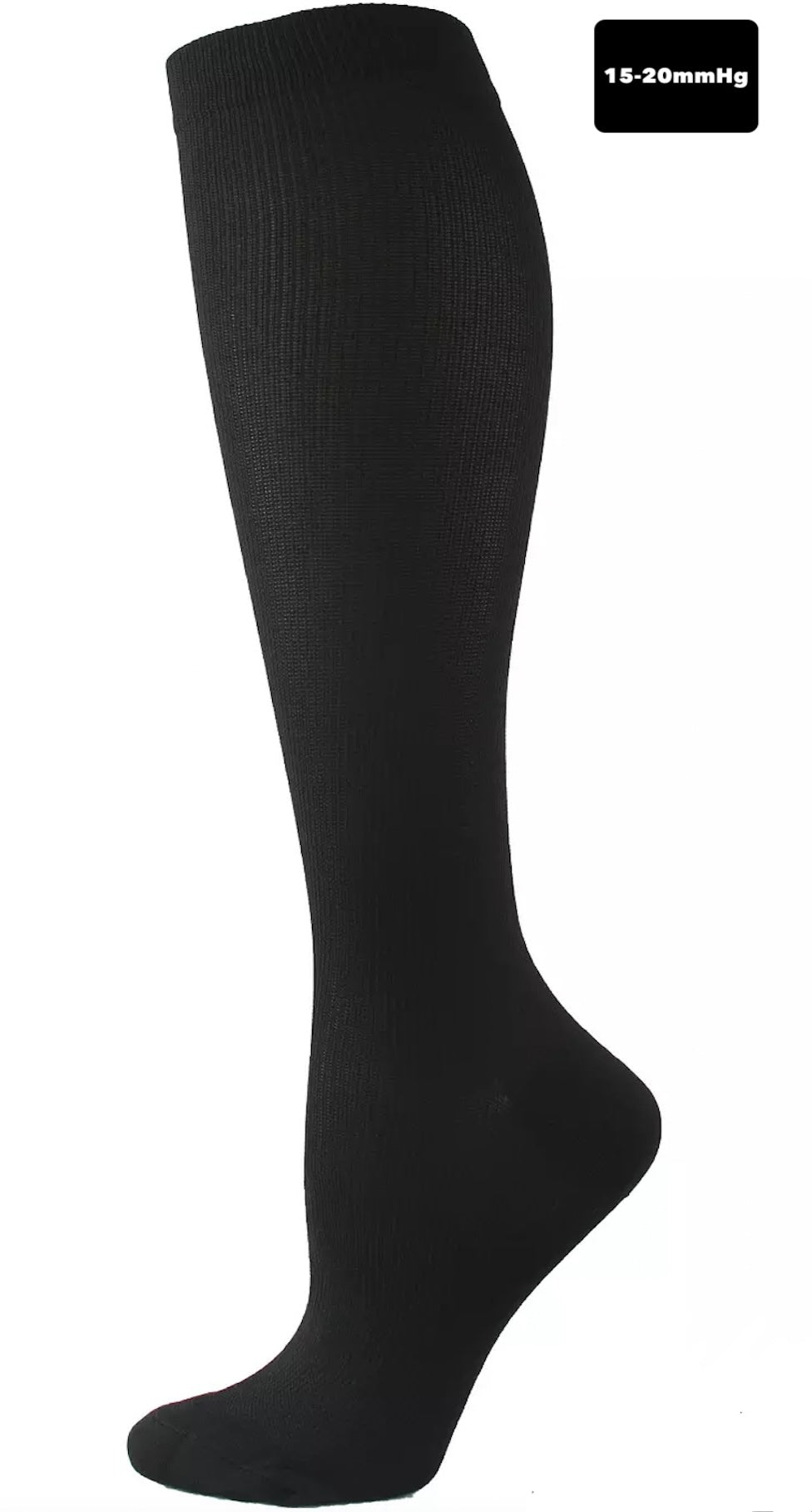 (Black) Compression Socks Stockings 15-20 mmHg Knee High Mens and Women's S-4XL