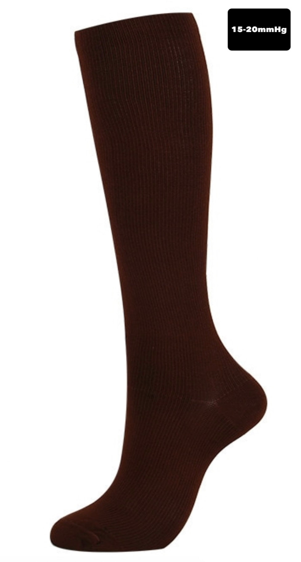 (Brown) Compression Socks Stockings 15-20 mmHg Knee High Mens and Women's S-4XL