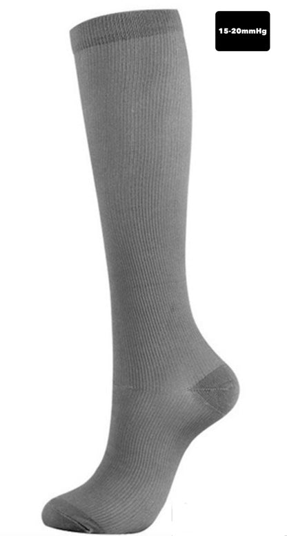 (Gray) Compression Socks Stockings 15-20 mmHg Knee High Mens and Women's S-4XL