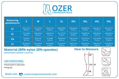 (1 pair) Ozer 20-30mmHg Thigh High Open Toe Medical Compression Socks Unisex