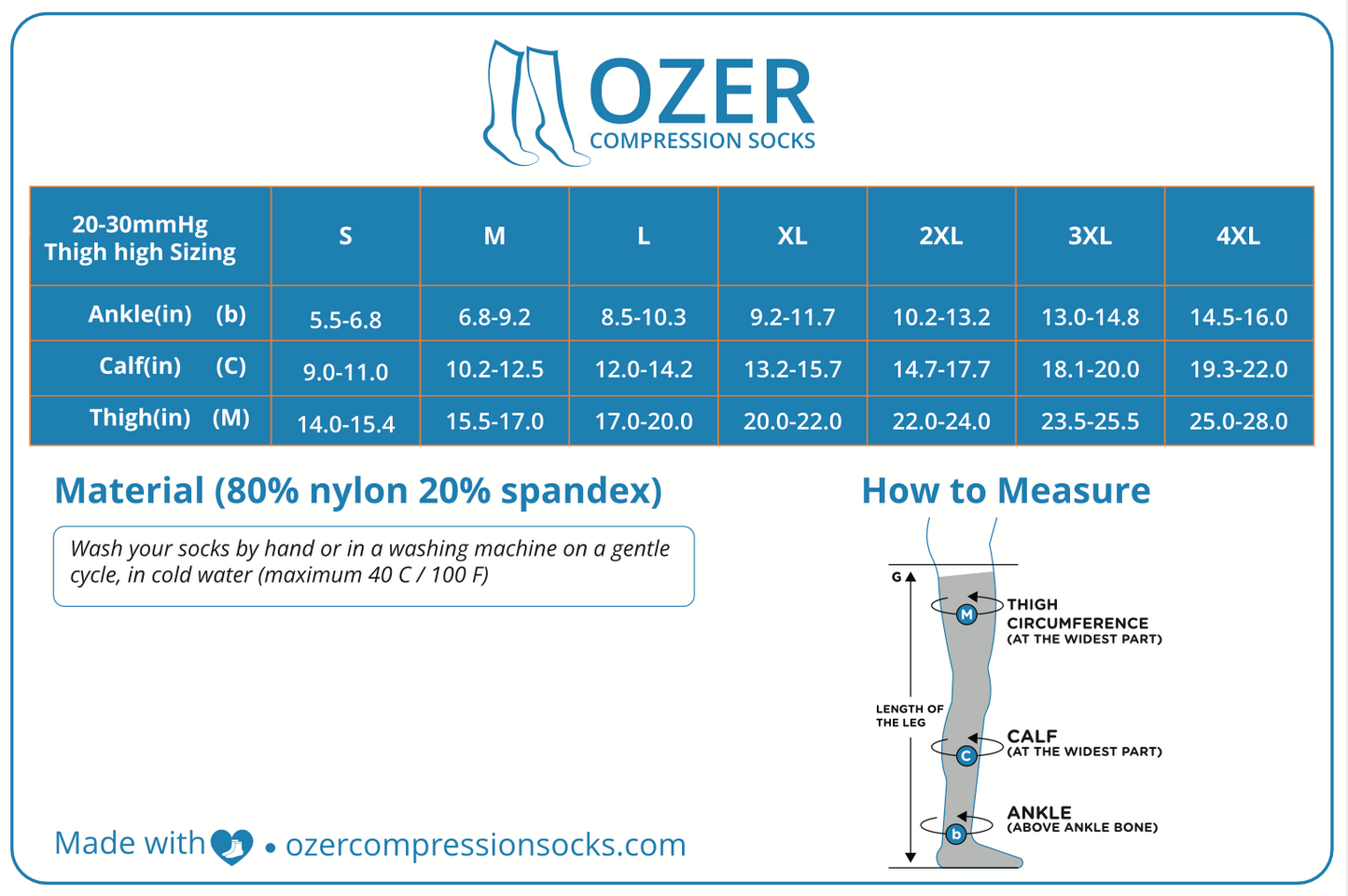 (1 pair) Ozer 20-30mmHg Thigh High Open Toe Medical Compression Socks Unisex