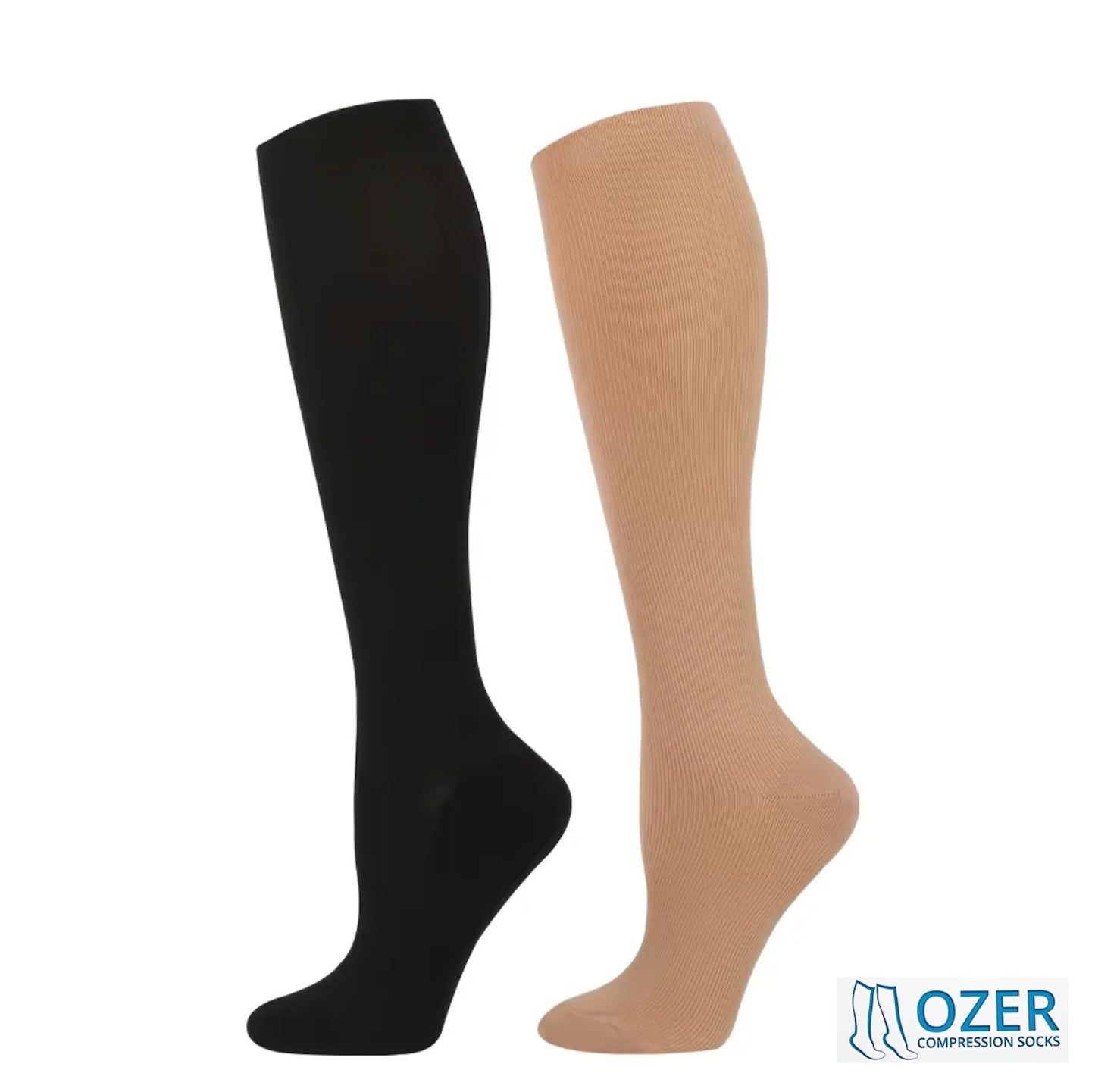 (1 pair) Ozer 20-30mmHg Compression Socks Stockings Medical Knee High Mens and Women's S-6XL