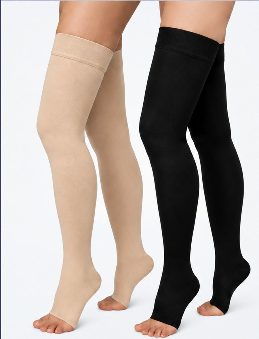 Ozer 20–30 mmHg Thigh-High Open-Toe Compression Stockings | S–5XL